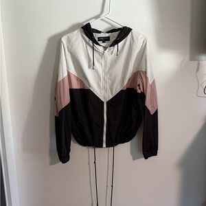 Love Tree Women's Black, White, and Pink Bomber Jacket